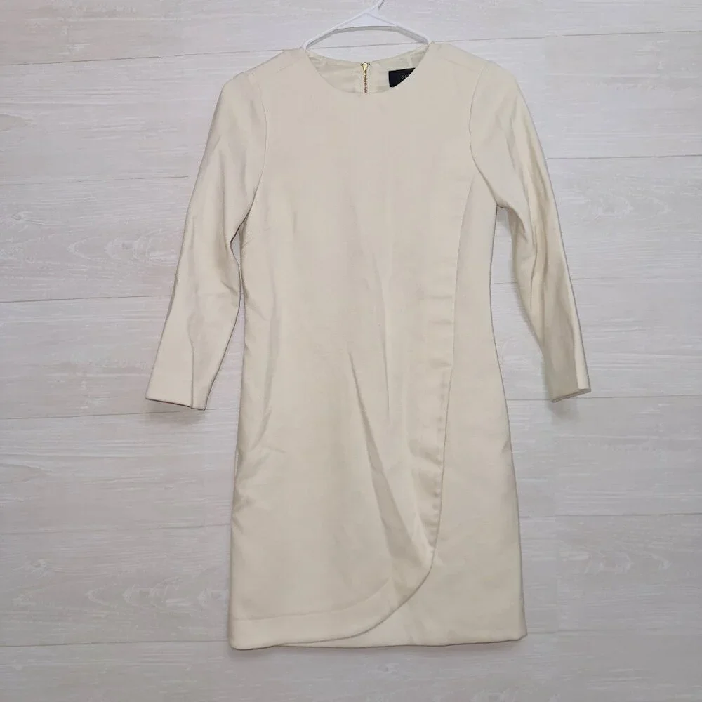 J. Crew Women's Ivory Ponte Knit Half Sleeve Mini Dress size 000